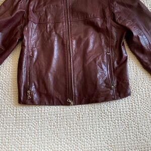 Women's Burgundy Leather Jacket